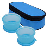 Heart Home Food/Microwave Safe 2 Plastic Containers Lunch Box Set with Cover for School/Office (Sky Blue)-50HH01226